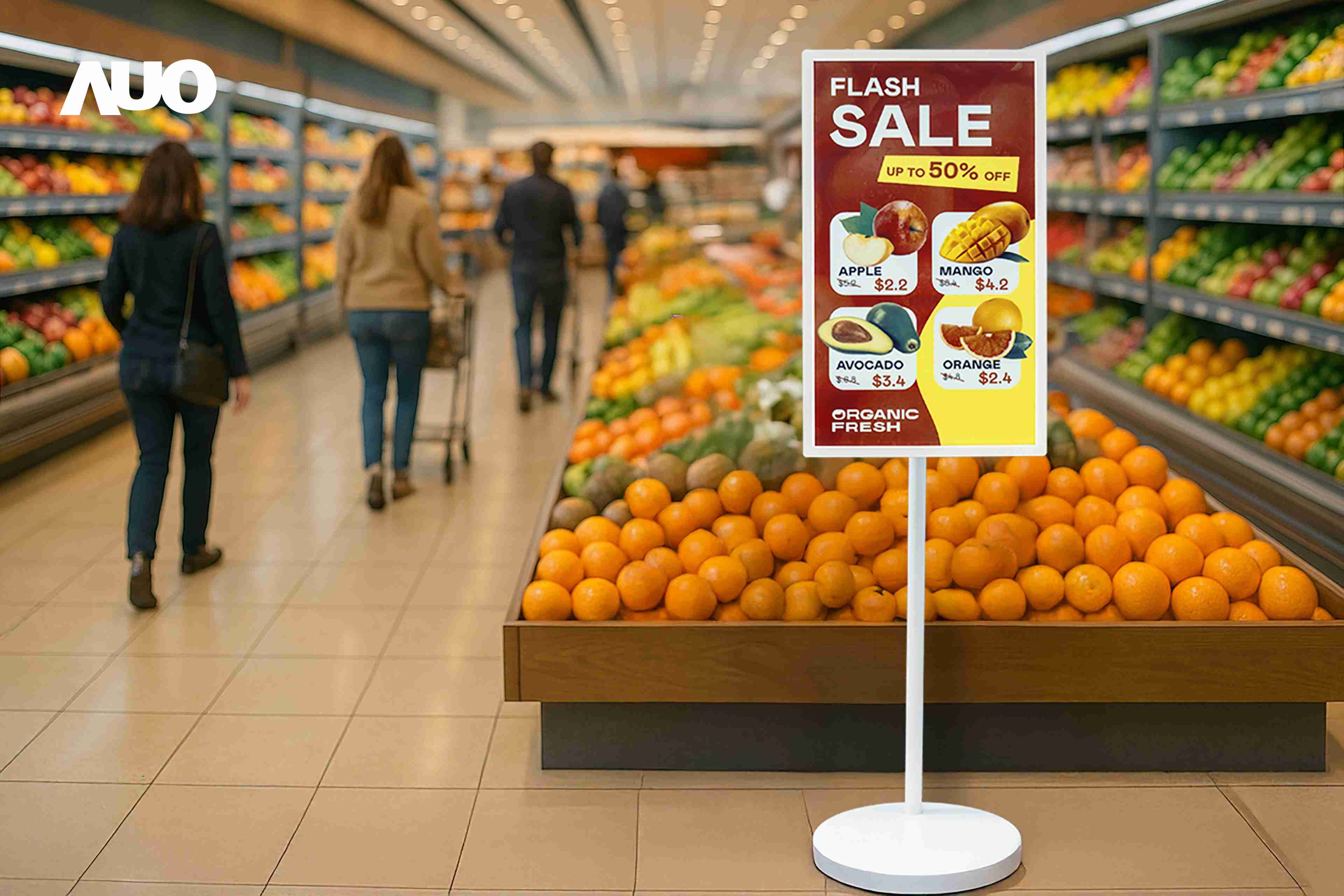 达擎首亮相低功耗、、、全彩的〝aecoPost电子纸解决方案〞，，，仅在更新画面时需要微量的电力驱动，，，，无需布建电线的便捷设计，，使其可灵活应用、、、随意置放，，并可透过云端或行动装置app，，轻松管理及排程广告内容，，，，晋升店头营销利器。。